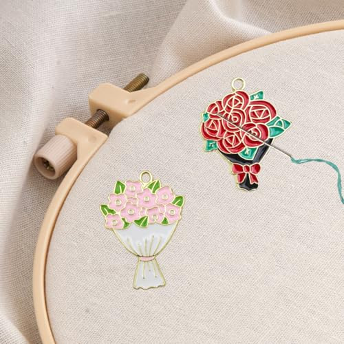 Flower Series Needle Minder Magne, Needle Minder Magnet, söta nålhållare, korsstygnsbroderi handarbete tillbehör (rosbukett)