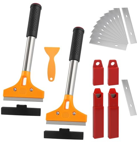 APOMOONS 2 Décolleuses à Papier Peint Set avec 20 Lames et 1 Grattoir en Plastique, Grattoir à Papier Peint avec Poignée en Caoutchouc Grattoir avec Manche pour Enlever le Papier Peint et la Colle