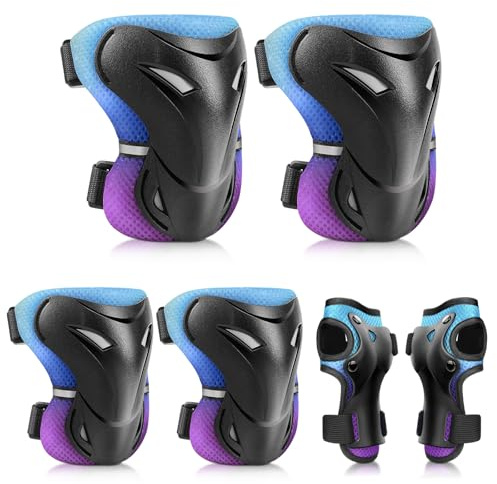 YooxArmor Adjustable Kids/Toddler/Children Knee Pads Elbow Pads Wrist Guards Set for 3-6-13 Years Boys Girls,Child Safety Protective Gear Set for Roller Skates,Bike,Cycling, Skateboard, Scooter
