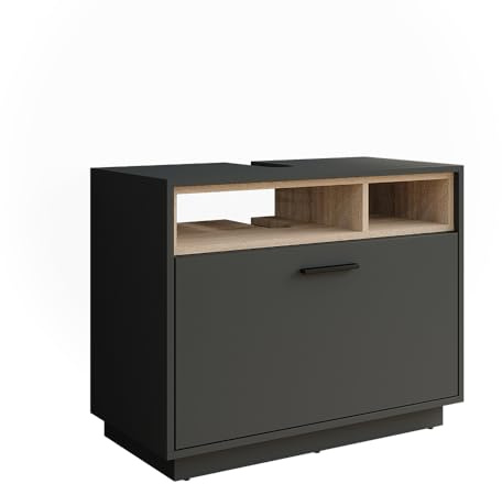 Vicco Mobiletto Beatrice, Antracite/Sonoma, 80 x 64 cm con cassetto, per riporre accessori da bagno sotto il lavandino