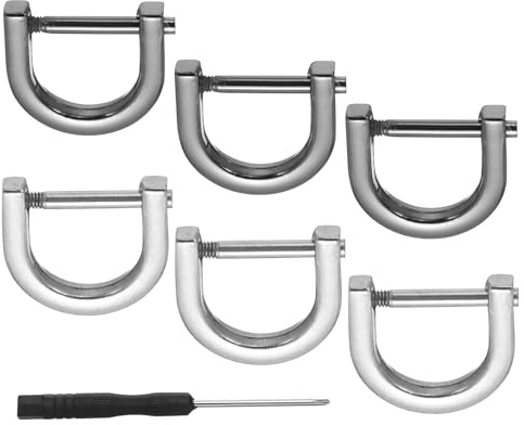 PATIKIL 8 Pcs Anillos En D De 9/16 Con Tornillo En Grillete Plata/Negro | Anillos En D En Forma De Herradura De Aleación De Zinc Semicírculo, Hebillas De Reemplazo Para Accesorios De Bolso