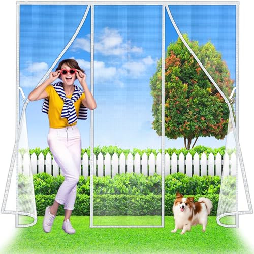 Flycn Mosquitera Puerta Magnetica a Medida, 160x200 cm Mosquitera doble puerta, A medida para puerta de balcón, Se puede fabricar en cualquier tamaño. Apertura doble cara ‎Blanco