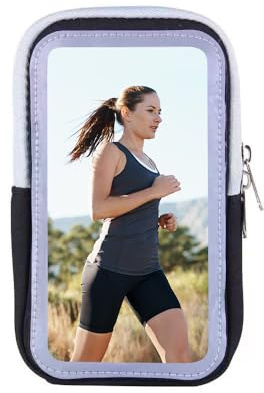 Brazalete Deportivo, Brazalete para Correr para Teléfono con Correa Ajustable, Bolsillo con Cremallera y Orificio para Auriculares,Brazalete con Soporte con Protección contra el Sudor, Adecuado 6.5''