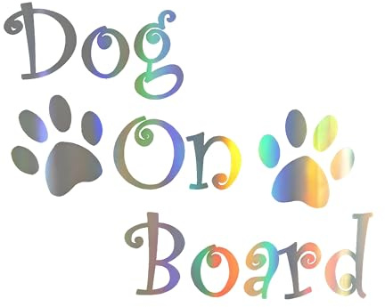 Holographischer Dog On Board Autoaufkleber, Wasserfester PVC-Aufkleber mit Pfoten-Design, Dekorative Sticker für Auto, Laptop, Kühlschrank, Möbel ((15cm/5.91inch))