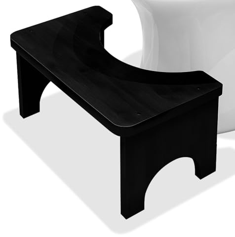 YuLiMirich Tabouret de toilette en bambou pour adulte, tabouret de toilette pour une meilleure assise dans la salle de bain