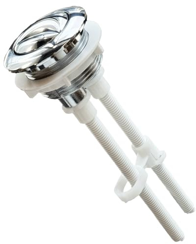 38mm Dual Flush Toilet Button, Round Head Cistern Push Button Replacement | For 38-40mm Cistern Holes, Chrome Finish ABS with 304 Stainless Steel Spring, Includes 2 Adjustable Rods for Tank Repair