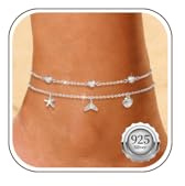 Nelytiya Silber Ozean Fussketten Für Damen Wasserdicht Seestern Mermaid Schwanz Fußkett Strand Verstellbares Muscheln Fußkettchen Für Frauen