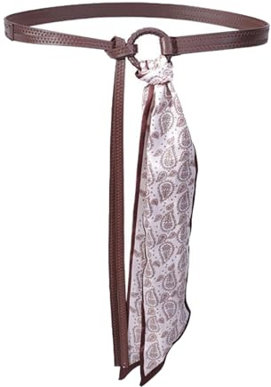 CCAIPU Damen Ledergürtel mit Satin Schal, Y2K Vintage-Bauchkette-Gürtel für Kleider und Jeans