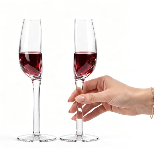Halvt vinglas set med 2, roliga halverade vinglas med långt handtag, kreativt rött vin vitt vin champagneglas, rolig present till vinälskare, festdekoration bröllop födelsedag jul