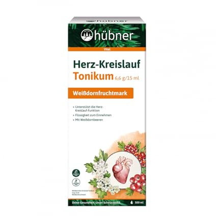 Hübner Weißdorn Herz-Kreislauf-Tonikum | Traditionelles Arzneimittel | Unterstützung der Herz-Kreislauf-Funktion | Alkoholfrei | Vegan