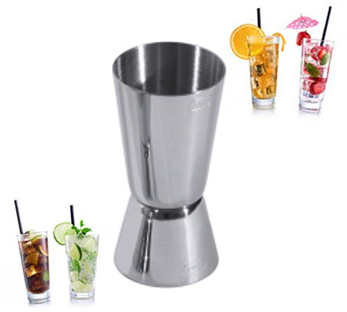 Kerafactum Messbecher Barmass Cocktailmessbecher Cocktail Doppelmass Skala 2,5cl 5cl Edelstahl Schnaps Ausgiesser Mixbecher Portionierer Zubehör Jigger Cocktails Massbecher Maatbeker Barbecher