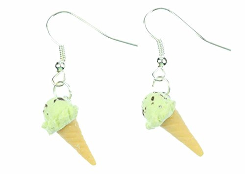 Miniblings Eis Waffeleis Ohrringe Hänger Eiscreme grün versilbert | Ohrschmuck aus eigener Fertigung in Berlin, mit Eisohrringe und Minze
