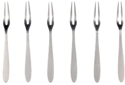 Fackelmann Set mit 6 Fisch- und Schneckengabeln aus Edelstahl, 12,5 cm, Holz, Farbe: Silber, Quantità: 1 Fisch, 6 Stück