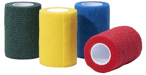 GIMA - Bunte Previtnt Bandagen aus Vliesstoff, selbstklebend, 5-Farben-Mix, 10 cm x 4,5 m, Packung 10 Stück, 34740