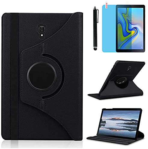 Hülle für Samsung Galaxy Tab A 10.5'' 2018 (SM-T590 T595 T597), 360 Grad drehbarer Ständer Smart Schutzhülle,Mit Stylus Pen,Bildschirm Film (Black)