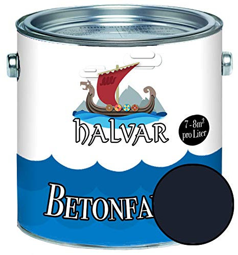 Halvar Vernice per calcestruzzo / rivestimento per pavimenti in seta blu opaco RAL 5000-5024 vernice per facciate (1 L, RAL 5004 nero blu)
