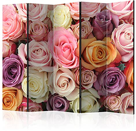 murando Raumteiler Foto Paravent Blumen 225x172 cm beidseitig auf Vlies-Leinwand Bedruckt Trennwand Spanische Wand Sichtschutz Raumtrenner Design Natur Botanik Rosen rosa bunt b-C-0429-z-c
