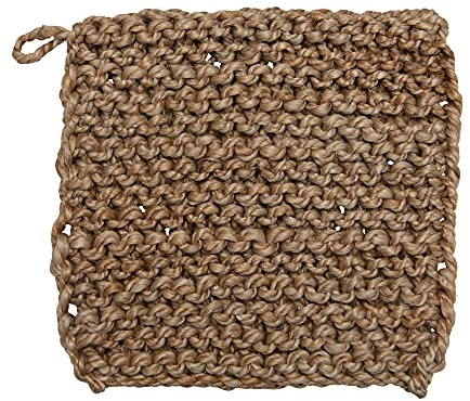 Bloomingville Sottovaso quadrato in iuta naturale all'uncinetto, 20,3 cm quadrati