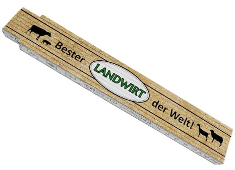 Bester Landwirt der Welt! Meterstab aus Holz Maßstab Spruch Metermaß Gliedermaßstab bedruckt lustig weiß cool Geschenk zum Richtfest stabil Geschenkidee praktisch Meterstäbe mit