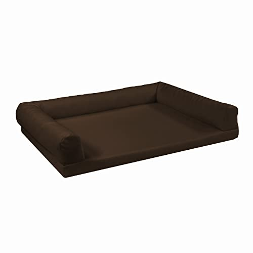 Juelle Orthopädisches Hundebett aus Kunstleder, Hundesofa mit Orthopädischer Hundematratze, Abnehmbarer Hülle, Maschinenwaschbar Lord L-XXL (100x75cm, Dunkelbraun)