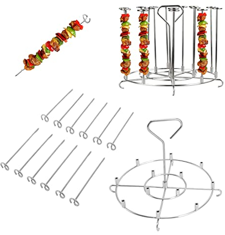 Support de Brochettes en Acier Inoxydable, Kit de 12 Supports Suspendus pour Friteuse à Air, Accessoires de Barbecue