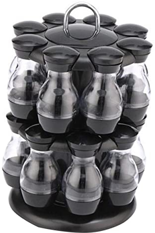 Angoily 16pcs Condiment Bottle Sealed Seasoning Pot Rack for Kitchen Spice Organization Includes Seasoning Bottle and Jar for Easy Storage and Access