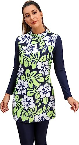 TianMaiGeLun Islamic Swimming Suit Full Body Swimwear Long Sleeve Burkini for Women Hijab Bathing Suit (XL, T6)