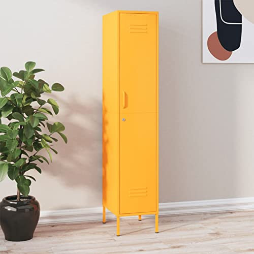 Homgoday Spindschrank shouldard gelb 35x46x180cm Stahl, Büro Stahl Aktenschrank Standschrank mit Schlössern, Aufbewahrung Organizer Einheit Schrank für Garage, Büro und Klassenzimmer Kleiderschrank