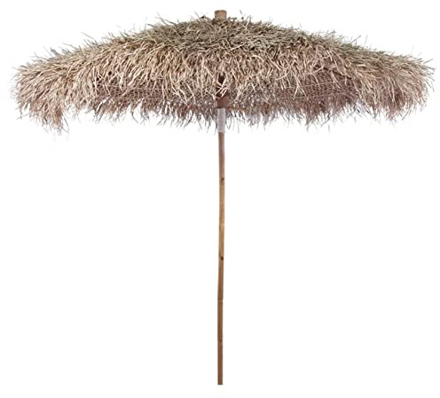 ShCuShan Bambus-Sonnenschirm mit Bananenblatt-Dach 270 cm Gartenschirm Marktschirm Ampelschirm Strandschirm Schirm