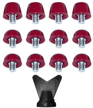 Harilla 12x Replacement Spikes Soccer Boot Cleats M5 Threaded Professional Nylon Football Boot Spikes Rugby Shoes Studs for Training, dark red