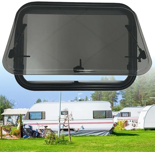 DPLWJPP Rv Push Out Window,Rv Roof Vent External Push Window Rv Side Window With Screen And Sunshade,For Rv Caravan Van Camper Windows,600mm*600mm