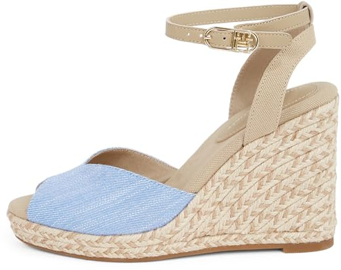 Tommy Hilfiger Alpargatas con cuña Mujer Chambray High con correa de tobillo, Azul (Blue Spell), 40