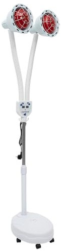 Wulimasun Lampada a infrarossi, 275 W, lampada a infrarossi, luce rossa, lampada termica spot trattamento, tavolo trattamento doppia testa regolabile a 360° con telecomando temperatura regolabile