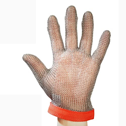 WQZStar Schnittschutzhandschuhe, Schnittschutzhandschuhe aus Metall, stichfeste Arbeitshandschuhe für Köche, Metzger, Schneider, Träger, Kettenhemdhandschuhe (Größe: 1er-Pack/L) (1er-Pack/XL)
