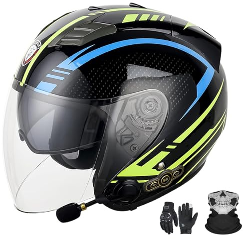 GNIUBBDB Casco Jet Bluetooth Moto Certificato ECE Con Doppia Visiera - Integrato Per Scooter, Uomo E Donna - F, XXL (63-64cm)