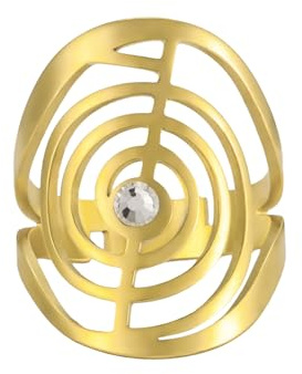 Dreamtimes Cho Ku Rei Reiki Ring Schutz Heilung Symbol Yoga Ringe für Frauen Sacred Geometry Edelstahl Energie Yoga Power Ring Sacred Geometry Amulett