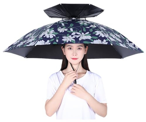 Vllentin Parapluie Parasol Chapeau,Chapeau Parapluie Pliable,Chapeau Parapluie Double Couche,Casquette Parasol,Facile à Transporter,pour Le Jardinage,La PêChe,Les Voyages Et Le Camping