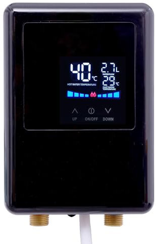 Tankless Water Heater Electric 220 V, 3500W Small Compact Tank Storage Electric Under Sink Instant Hot Water Heater Remote Control Small Water Heater On Demand for Home Kitchen Bathroom (Black)