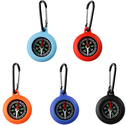 5 Stück Kompass Outdoor Kinder,Schlüsselhalter Mit Mini Compass Und Karabiner,Kompass Schlüsselanhänger Für Outdoor Camping Wandern