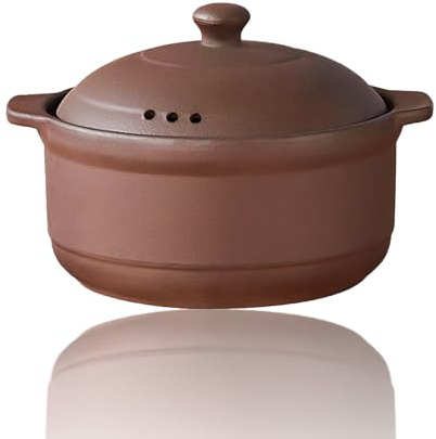 Bräter aus natürlichem Terrakotta, mit Deckel, Tontöpfe zum Kochen, unglasierte Reistöpfe aus Steingut (UpgradeT3-2,64QT)