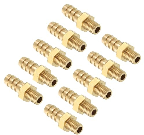 Kozelo Pack of 10 Brass Hose Barb Fittings Adapter Connector 5mm Hose Barb to M5x0.8 Male Fittings for Home Machines, Massage Bathtubs, and Irrigation Systems | Fittings Adapter Connector for Home Machines, Massage Bathtubs, and Irrigation Systems