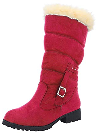 Winter Boots Women's Lined Elegant Snow Boots, Chunky Heel Non-Slip Hiking Boots for Women, Mid-Height Boots, Comfortable Warm Winter Shoes, Thermal Boots with Belt Buckle, Women's Boots