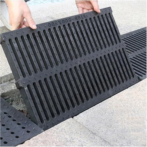 Plaque de protection pour canal de drainage extérieur – Grille de tranchée rectangulaire 50 x 50 x 4 cm, filtre d'égout durable pour une gestion efficace de l'eau, couvertures de puits robustes et