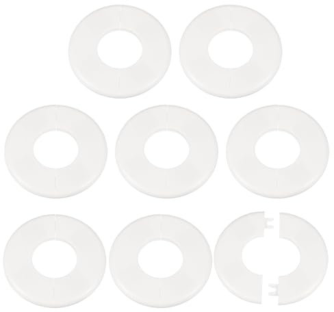 sourcing map 8 pezzi Flangia divisa da parete 44 mm/4,3 cm Piastre di copertura idrauliche autoadesive in plastica ABS rotonda con fibbia design per tubo dell'acqua, decorazione per bagno e cucina