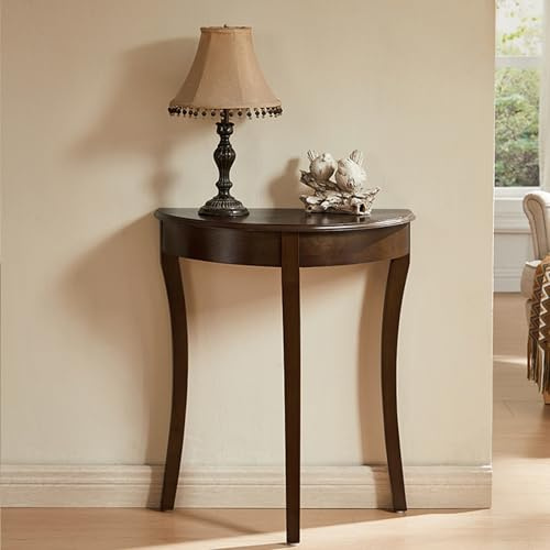 TUPAFJU Moderno tavolo da consolle a mezzaluna, tavolino decorativo semicircolare, tavolino stretto per ingresso, ingresso principale, corridoio, soggiorno(Walnut)