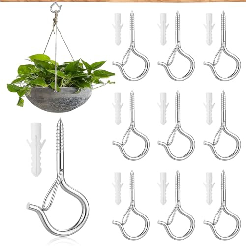 10 Stücke Schraubhaken Klein Edelstahl Set,Kleine Haken zum Schrauben,Schraubhaken mit Dübel,Hakenschrauben,Deckenhacken,Schraubenhaken,Einschraubhaken,Harken zum Anschrauben,Mini Hakenschraube