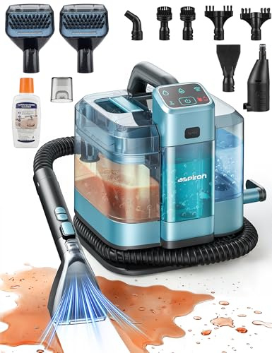 Steam Carpet Cleaner Machine with Hot/Cold Water & Steam Wash, Multifunctional Spot Cleaner, 20Kpa Powerful Suction, 300 ML Cleaning Solution for Carpet, Upholstery, Sofa, Pet Stains, Car
