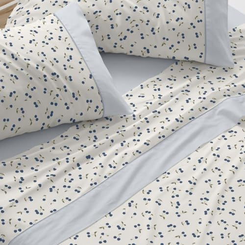 Burrito Blanco | Juego de sábanas | Cama de 90cm. (+Medidas Disponibles) | Diseño 546 | Color Azul (90x190/200cm.)