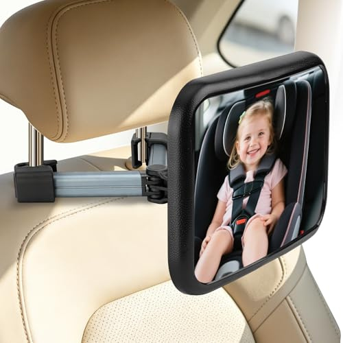 Kairiyard Spiegel Auto Baby Rückbank, 360° Drehbar, Bruchsicher, Verstellbarer Rücksitzspiegel für Babys & Kinder, Klare Sicht, Einfache Montage, Autospiegel Zubehör