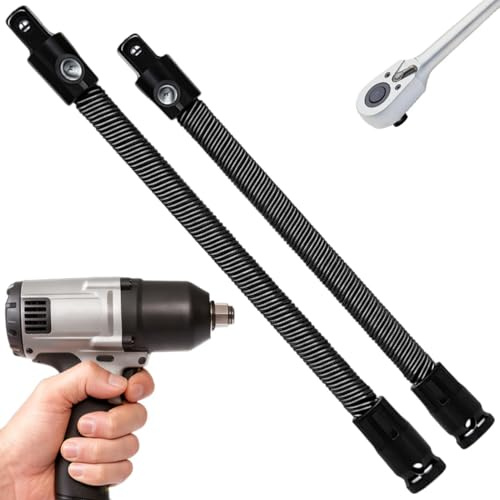 Flexible Socket Extension - Bendable Hand Tools with Long Reach - 360 Degree Flexible Electric Wrench Connecting Rod - for Garage Workshop Automotive Repair Narrow Space Pipeline